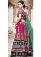Светло-вишнёвый индийский женский свадебный наряд — лехенга (ленга) чоли