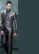 Стальной мужской модный костюм-тройка (с жилетом) + рубашка + галстук