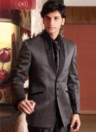 Кофейный праздничный мужской костюм-двойка + рубашка + галстук с брошью