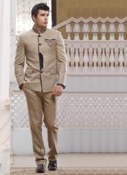 Кварцевый стильный мужской френч (воротник — стойка), украшенный вышивкой