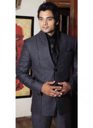 Антрацитовый фирменный мужской костюм-двойка + рубашка + галстук с брошью