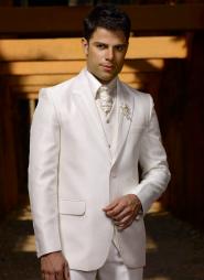 Свадебный дорогой мужской костюм-тройка (с жилетом) цвета слоновой кости + рубашка + галстук