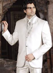 Белоснежный красивый свадебный / вечерний мужской костюм-двойка + рубашка + галстук с брошью