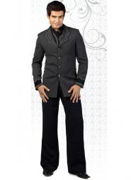 Тёмно-серый оригинальный мужской костюм-двойка + рубашка