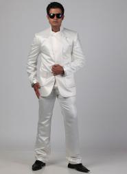 Белоснежный стильный свадебный / вечерний френч (воротник — стойка) + брюки