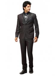Мужской строгий костюм-двойка цвета мокрого асфальта + рубашка + галстук с брошью