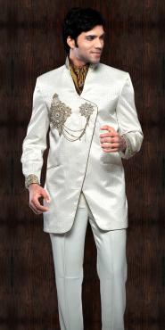 Белоснежный эксклюзивный дорогой свадебный / вечерний мужской костюм-двойка