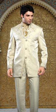 Креативный свадебный / вечерний мужской костюм-двойка цвета айвори