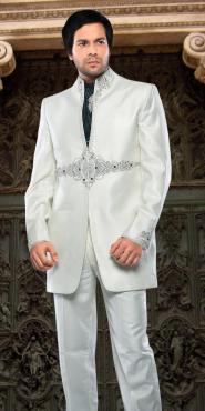 Белоснежный восточный свадебный / вечерний мужской костюм-двойка
