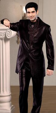 Бурый стильный мужской костюм-двойка