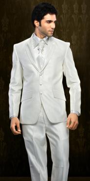 Белоснежный фирменный свадебный / вечерний мужской костюм-двойка + рубашка + галстук с брошью