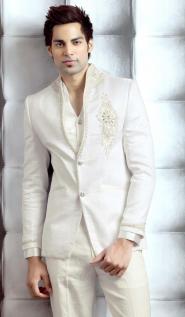 Белоснежный модный мужской свадебный костюм-двойка + рубашка