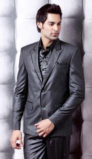 Серый классический мужской костюм-двойка + рубашка