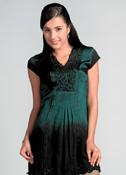 Платье / туника из дизайнерского шёлка, с короткими рукавами