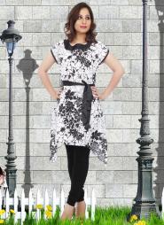 Чёрно-белое платье / туника, с короткими рукавами
