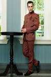 Кирпичный мужской френч (воротник — стойка) + брюки