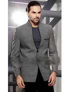 Серый модный мужской пиджак из льна