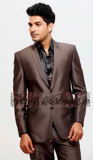 Коричневый деловой мужской костюм-двойка + рубашка