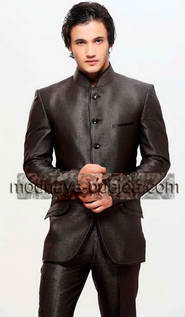 Антрацитовый повседневный мужской френч (воротник — стойка) + брюки