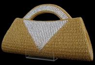 Золотистая театральная сумочка, вышитая бисером и украшенная стразами