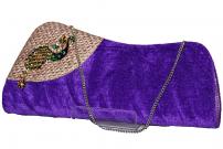 Пурпурная индийская маленькая сумочка из бархата с павлином из страз