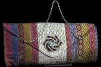 Разноцветная индийская миниатюрная сумочка из парчи, украшенная брошью со стразами