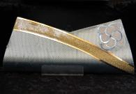 Серебристо-голубая индийская маленькая женская сумочка (клатч) из парчи