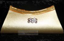 Золотистая индийская маленькая модная сумочка (клатч), украшенная стразами