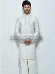 «Белый национальный индийский мужской костюм из хлопка и из натурального индийского шёлка_St