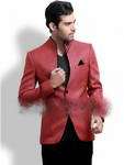 Мужской костюм-двойка: красный пиджак + чёрные брюки