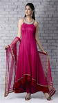 Длинное платье из натурального шифона цвета фуксии, украшенное стразами (есть и другие цвета)