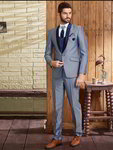 Серый мужской костюм-тройка (с жилетом) + белая рубашка с галстуком
