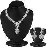 Серебристое индийское ожерелье и серьги из цинка, покрытые родием