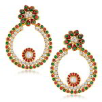 Позолоченные индийские серьги, цветная эмаль и стразы