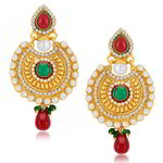 Позолоченные индийские серьги, бусинки, стразы