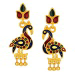 Позолоченные индийские серьги «Птицы», цветная эмаль