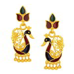 Позолоченные индийские серьги «Птицы», цветная эмаль