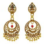 Медные индийские серьги, покрытые позолотой, с разноцветными стразами