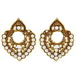 Медные индийские серьги, покрытые позолотой, с белыми бусинками