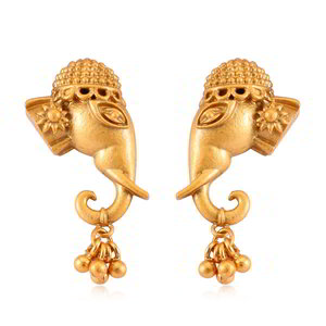 Позолоченный индийский кулон Слон на цепочке + серьги