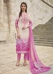 Молочное с розовым индийское платье / костюм, с рукавами ниже локтя, украшенное вышивкой