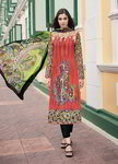 Индийское платье / костюм с длинными рукавами, украшенное цветным принтом и вышивкой