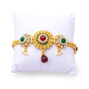 Бажюбанд - медное позолоченное индийское украшение на плечо