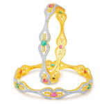 Индийские браслеты покрытые позолотой и родием, с цирконием