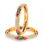 Позолоченные индийские браслеты с разноцветными стразами