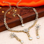 Позолоченное индийское колье + серьги + тика