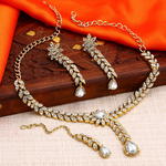 Позолоченное индийское колье + серьги + тика