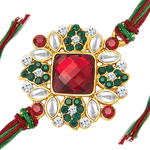 Ракха — позолоченный индийский мужской браслет, разноцветные стразы