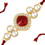 Ракха — позолоченный индийский мужской браслет, стразы и бусинки