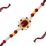 Ракха — позолоченный индийский мужской браслет, стразы, бусинки